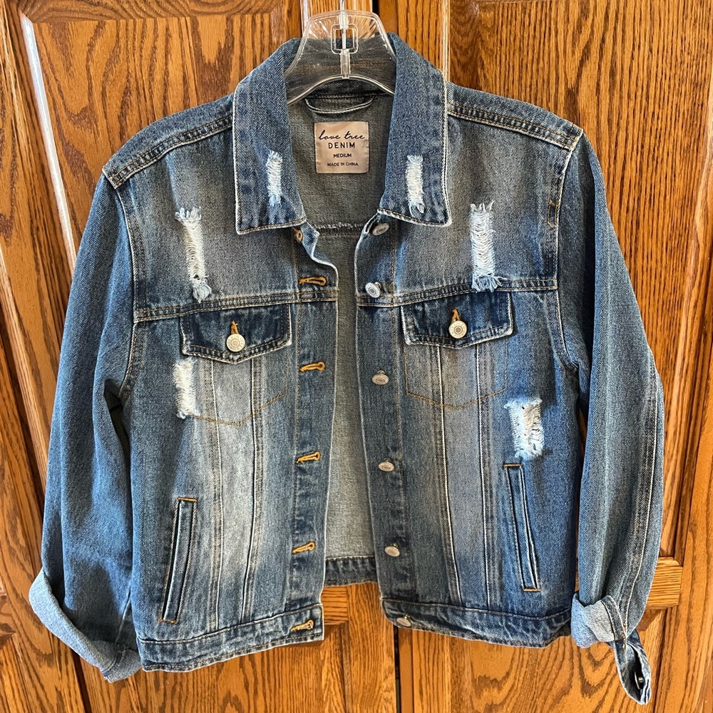 Love Tree Medium Blue Denim Jacket